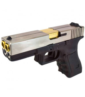 WE G17 Double Canon Noir/Silver Gaz Métal 2x24BBs 1J