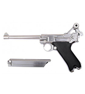 WE P08 Luger Medium Silver Gaz Métal 15BBs