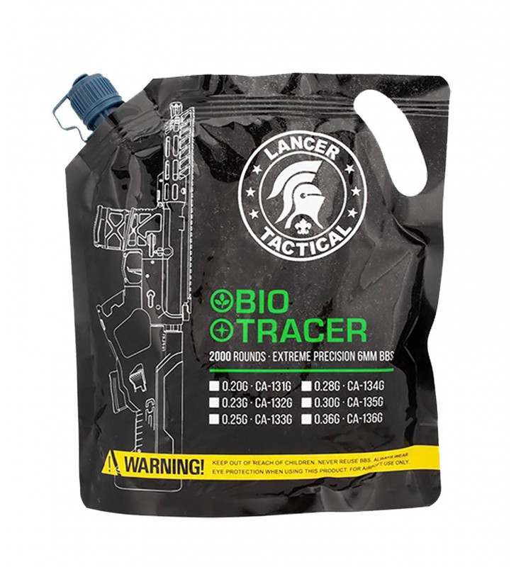 Lancer Tactical Billes BIO Traçante 0.20g X2000 Verte