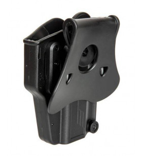 Amomax Holster Rigide Universel Gaucher Noir Rotatif 360° Per-Fit