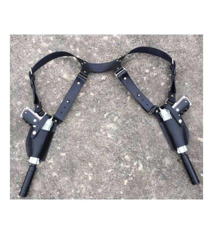 ACM Double Holster d'épaule Type Agent 47 Hitman Skai Noir