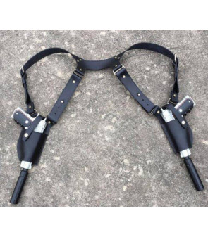 ACM Double Holster d'épaule Type Agent 47 Hitman Skai Noir