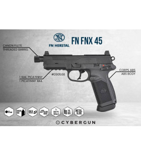 VFC FN FNX-45 Gaz Tactical Noir Métal 25BBs 1J