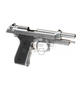 WE M9A1 Silver Semi / Full Auto Gaz 25BBs 0.9J