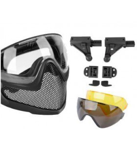 ACM Masque Complet Tactique Grillagé Pilot Type:W Noir Steel Mesh