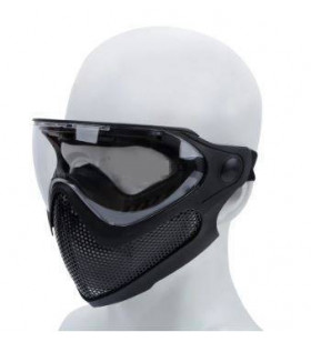 ACM Masque Complet Tactique Grillagé Pilot Type:W Noir Steel Mesh