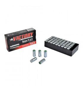 Victory Blank 50 Cartouches à Blanc 9mm Steel Case P.A.K