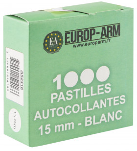 Europ-Arm 1000 Pastilles Autocollantes 15mm Blanc