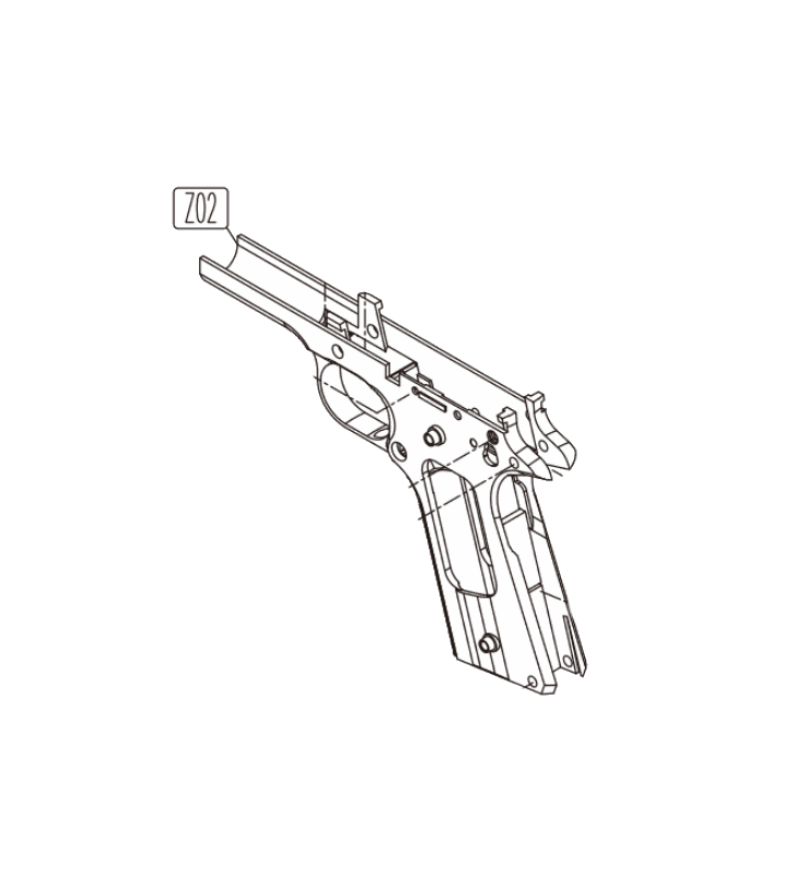 KWC Frame Vide Colt 1911 GBB Co2 Metal Gris Part-Z02 (180529...)