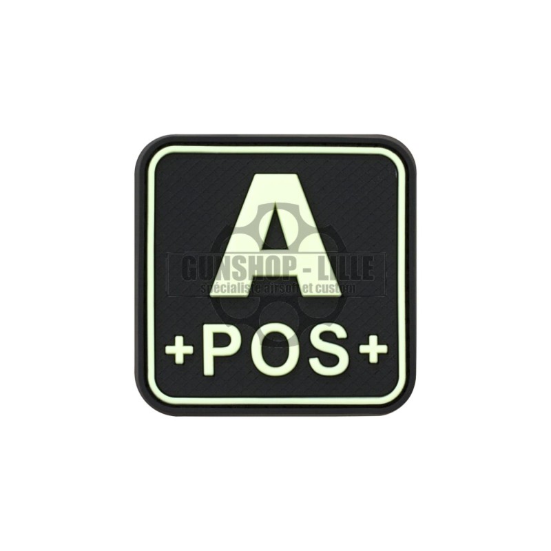 JTG Bloodtype Rubber Patch A Pos Glow 50x50mm