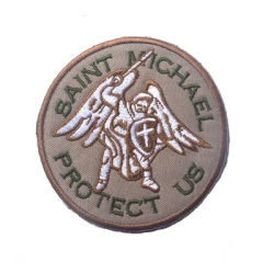 ACM Patch Brodé Saint Michael Protect Us Tan/OD 80mm