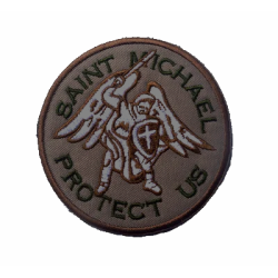 ACM Patch Brodé Saint Michael Protect Us Tan/Bk 80mm