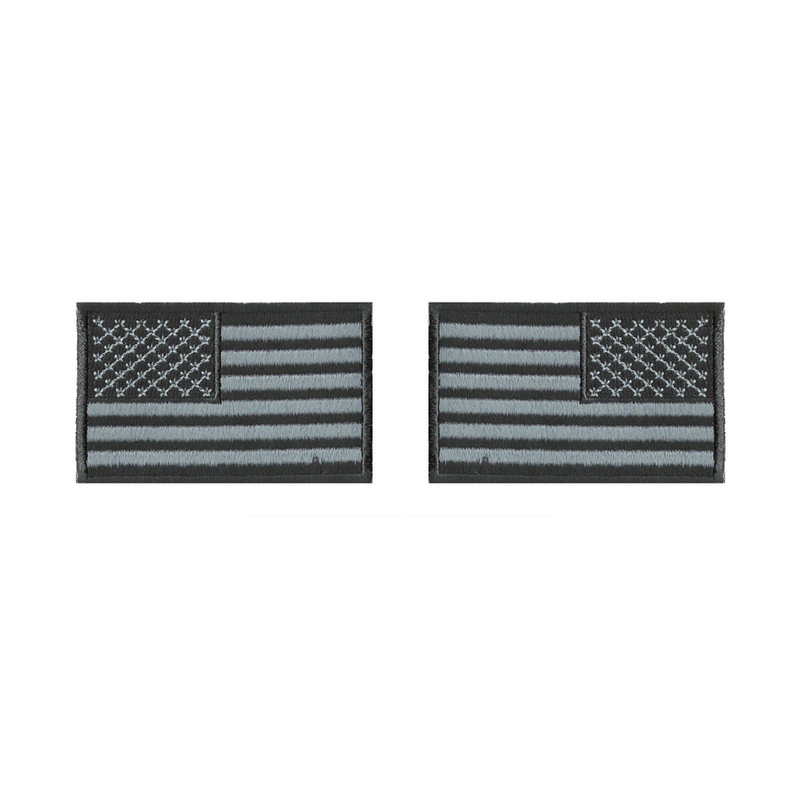 ACM Patch Brodé x2 Drapeaux US Left/Right Noir/Gris 80x50mm
