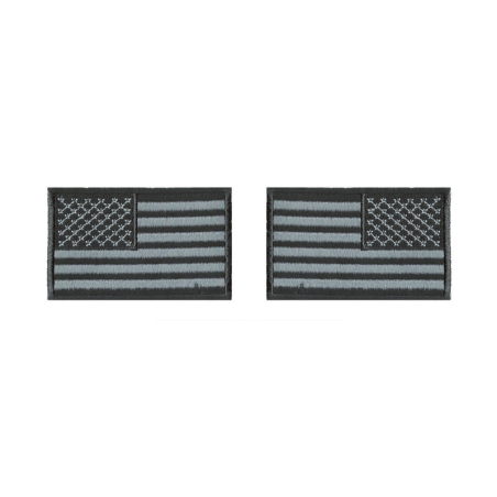 ACM Patch Brodé x2 Drapeaux US Left/Right Noir/Gris 80x50mm