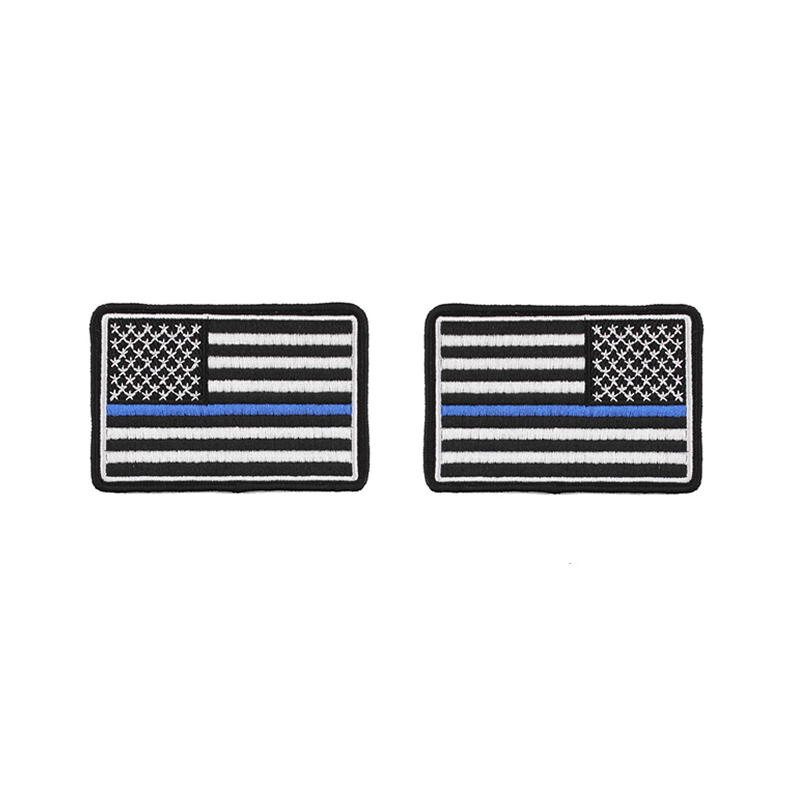 ACM Patch Brodé x2 Drapeaux US Left/Right Noir/Blanc/Bleu 80x50mm