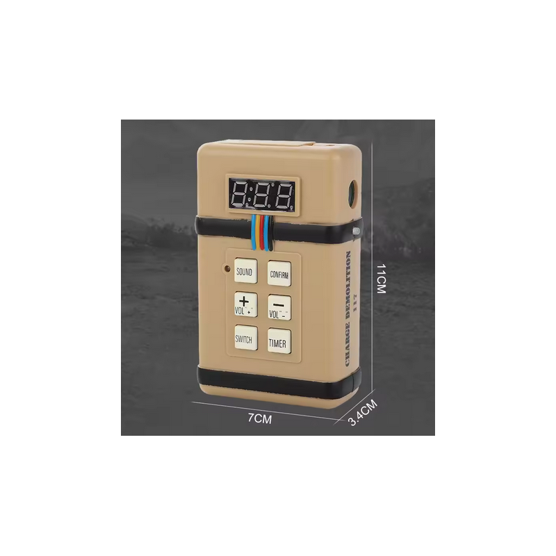 ACM Réplique Bombe Toy Grenade effets sonore & Fumé ABS 11x7x3.4cm Tan