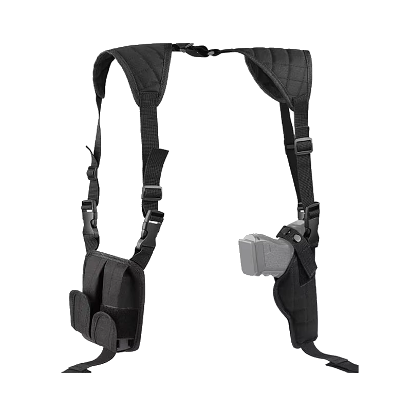 ACM Holster d Epaule Matelassé Réglable + 2 Poches Chargeur Noir