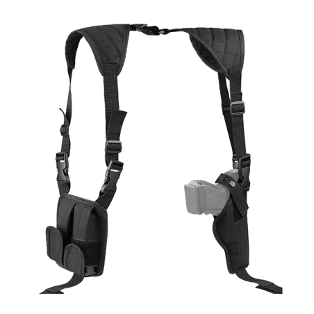 ACM Holster d Epaule Matelassé Réglable + 2 Poches Chargeur Noir