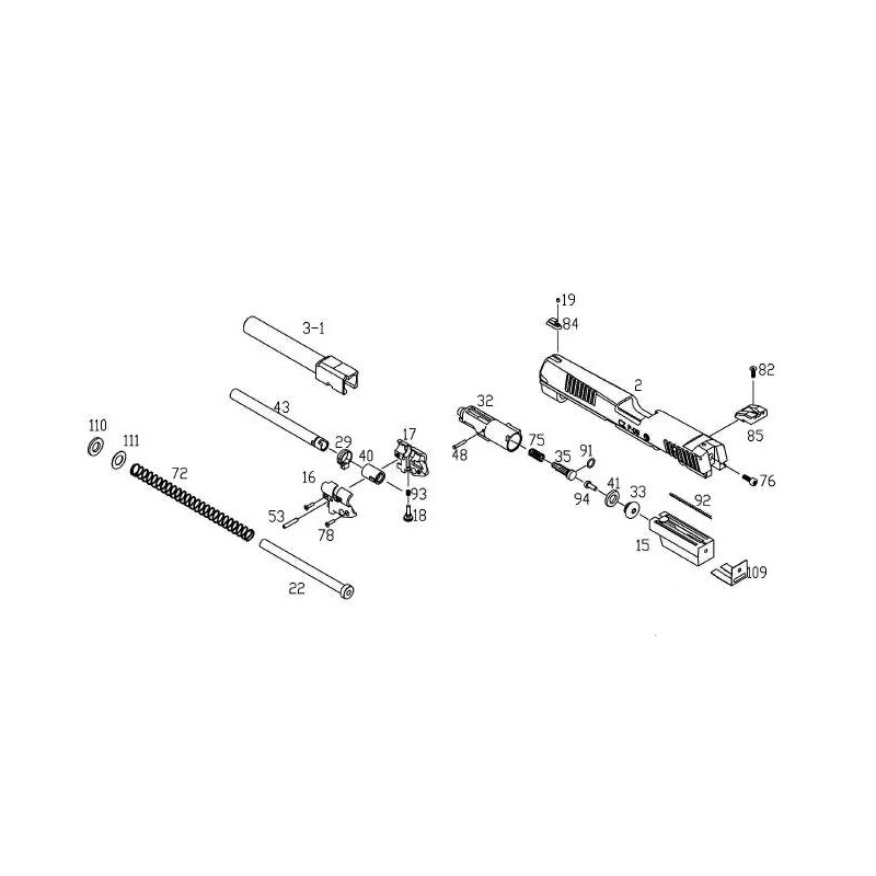 KJW / ASG Slide Complète Noir CZ P-09 ABS GBB