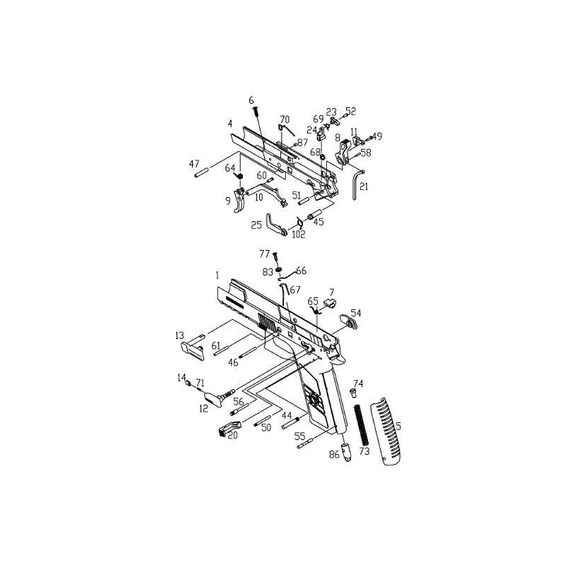 KJW / ASG Frame Complète Tan CZ P-09 ABS GBB