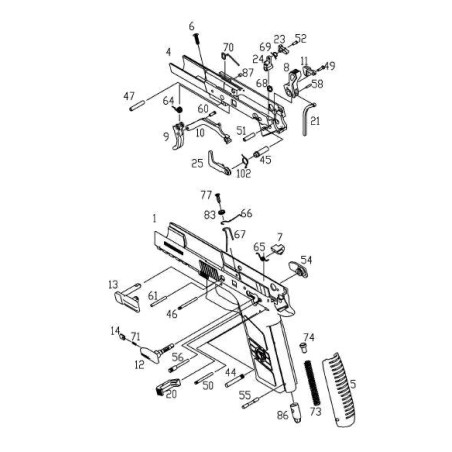 KJW / ASG Frame Complète Tan CZ P-09 ABS GBB