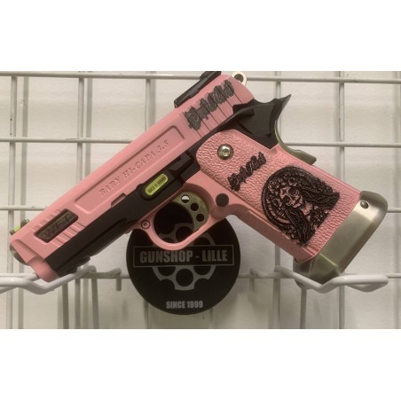 GS2.0 Custom Santa Muerte WE Hi-Capa 3.8 Force Noir/Rose Velociraptor Gaz 25Bbs 0.8J