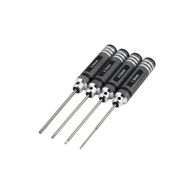 ACM Lot de 4 Tournevis Hexagonal de Précision Noir