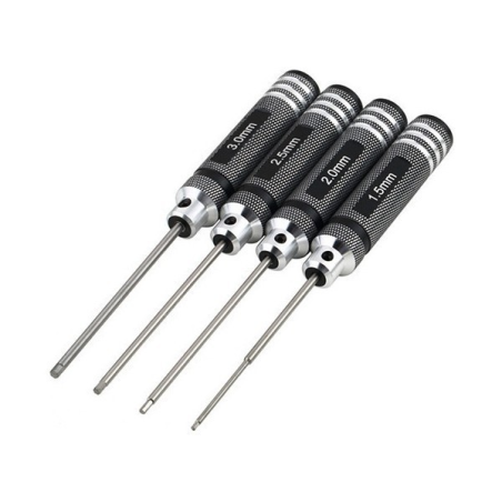 ACM Lot de 4 Tournevis Hexagonal de Précision Noir