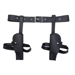 ACM Ceinture & Holster Double PU Noir Type:CowBoy / Cosplay