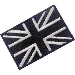 ACM Patch UK / Royaume-Uni Flag Tissu Brodé Noir/Blanc 80x50mm