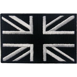 ACM Patch UK / Royaume-Uni Flag Tissu Brodé Noir/Blanc 80x50mm