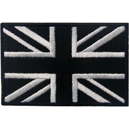 ACM Patch UK / Royaume-Uni Flag Tissu Brodé Noir/Blanc 80x50mm