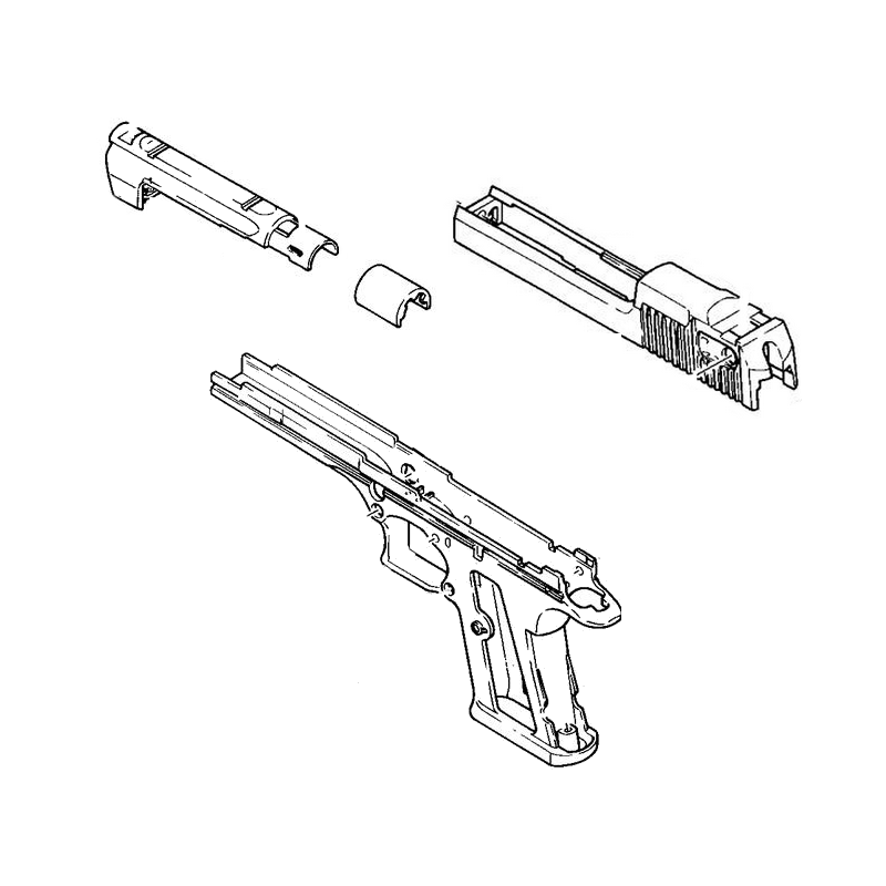 Tokyo Marui Set Barrel/Slide/Frame Desert Eagle Vide ABS Black GBB