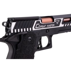 Army Armament R601 TTI Alpha JW3 Combat Master CNC Slide Stippling Grip Noir/Silver Gaz 50BBs 1J