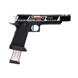 Army Armament R601 TTI Alpha JW3 Combat Master CNC Slide Stippling Grip Noir/Silver Gaz 50BBs 1J