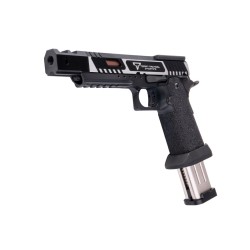 Army Armament R601 TTI Alpha JW3 Combat Master CNC Slide Stippling Grip Noir/Silver Gaz 50BBs 1J