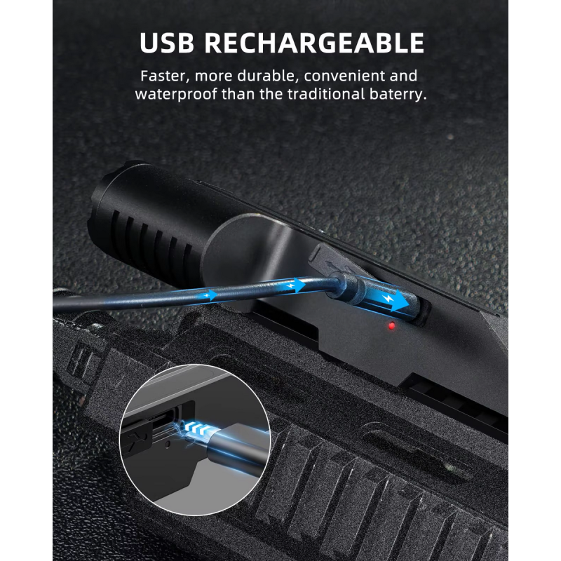 ACM FZ Shoot Tactical Light Dual Led 2000 Lumens Montage Picatinny USB