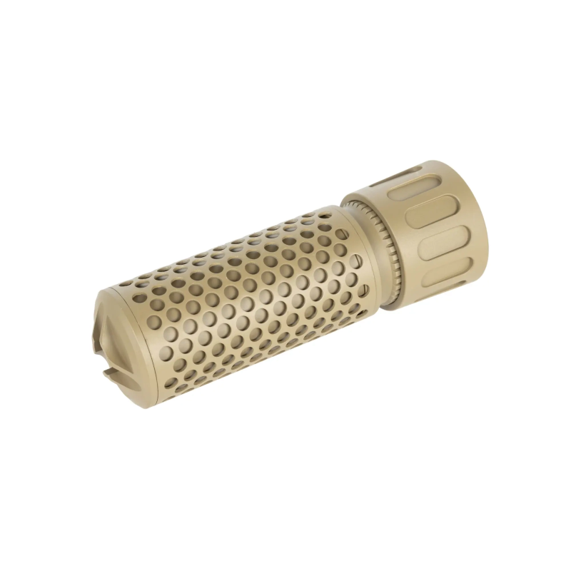 5KU Silencieux Acier QD KAC CQB Tan 125mm + Cache Flamme 14mm-