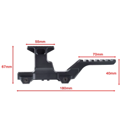 ACM Réhausse de Rail CNC GG Hydra 2.91 Pouces Kit T1/T2 Black (avec marquages)