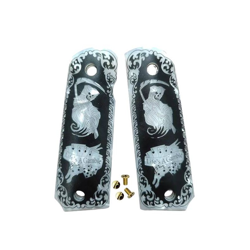 ACM Grip 1911 Résine Blanc (Life's A Gamble)