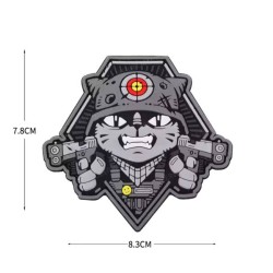 Patch PVC Dead Lift Cat / Chat Tactique 7.8x8.3cm Gris