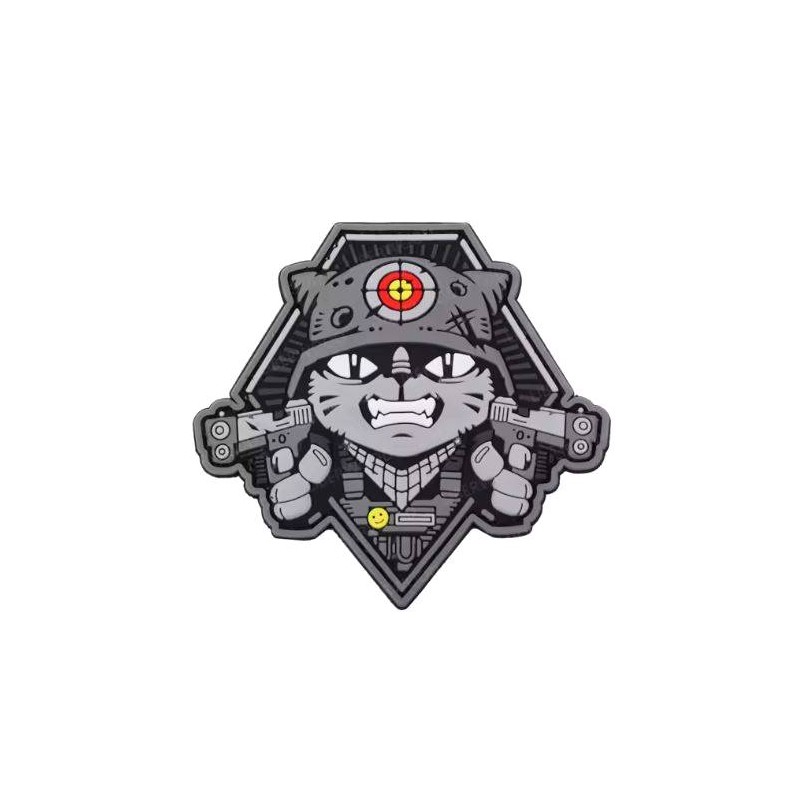 Patch PVC Dead Lift Cat / Chat Tactique 7.8x8.3cm Gris