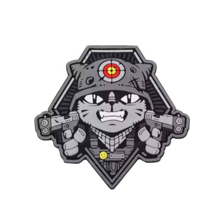 Patch PVC Dead Lift Cat / Chat Tactique 7.8x8.3cm Gris