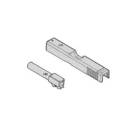 KWA / KSC Culasse & Canon Externe Métal Vide Glock G19 Black GBB