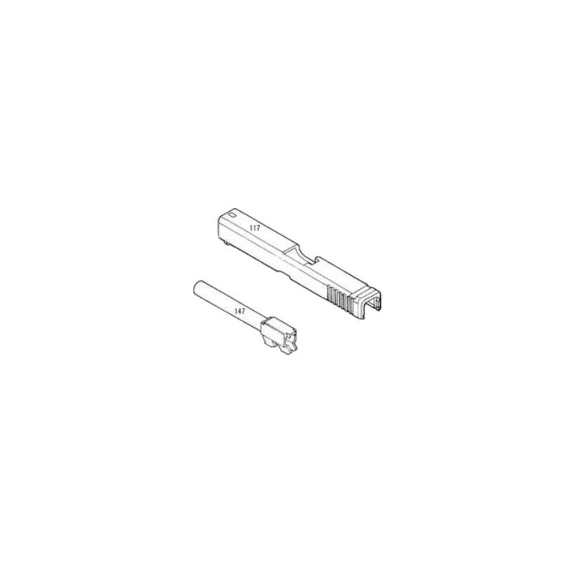 KWA / KSC Culasse & Canon Externe ABS Vide Glock G17 Black GBB