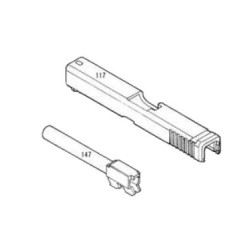 KWA / KSC Culasse & Canon Externe Métal Vide Glock G17 Black GBB