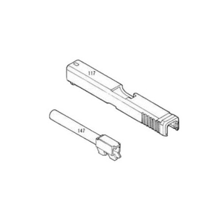 KWA / KSC Culasse & Canon Externe Métal Vide Glock G17 Black GBB