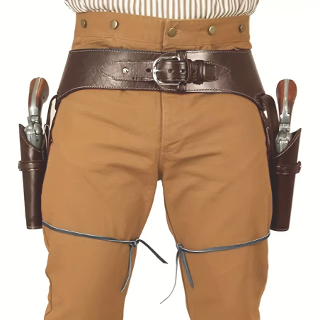 ACM Ceinture & Holster Double Revolver Retro PU Marron Type:CowBoy / Cosplay