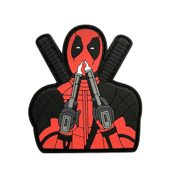 Patch PVC Deadpool Sniffing Smoke Rouge / Noir 80x70mm
