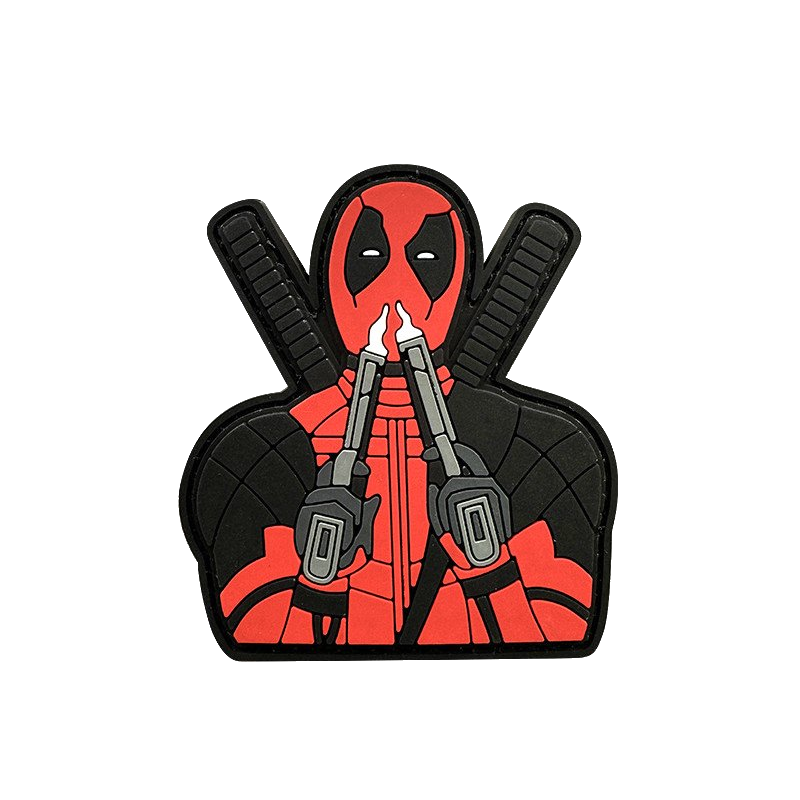 Patch PVC Deadpool Sniffing Smoke Rouge / Noir 80x70mm